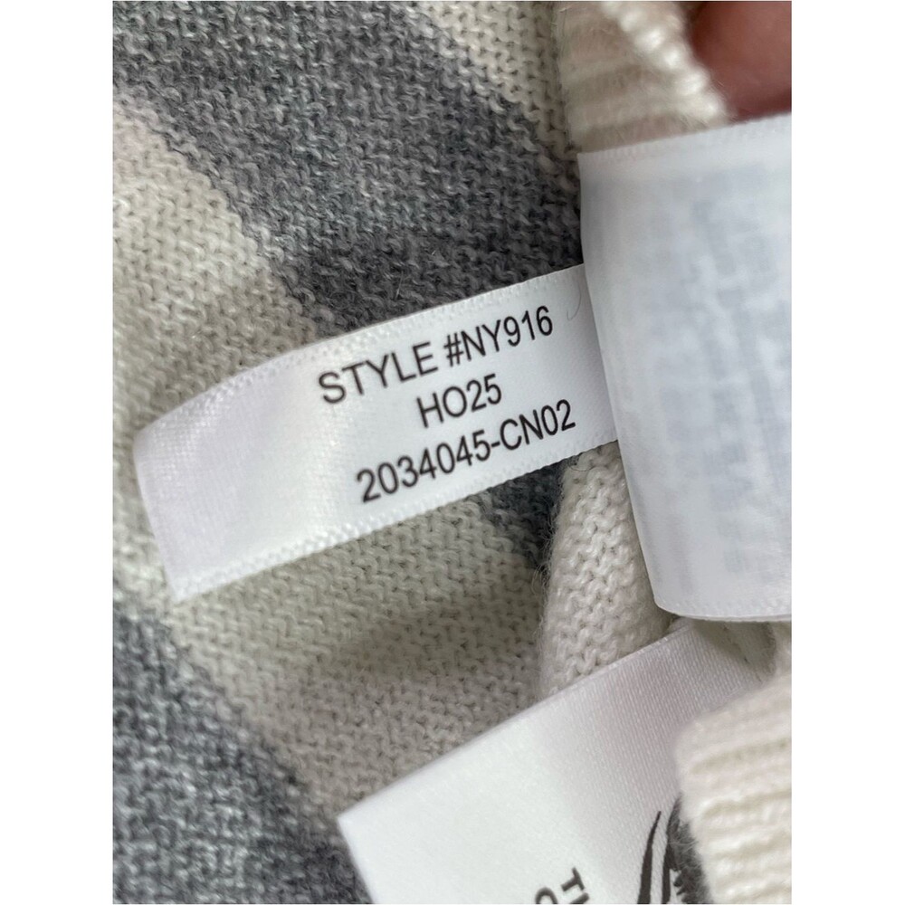 Madewell Crewneck Sweater in Cashmere XL Ivory Heather Gray Stripe Relaxed Fit - Picture 9 of 11